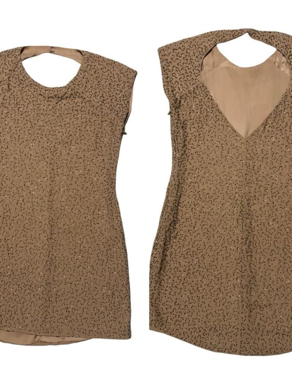 ✨VTG Y2K BEBE Neutral Women’s Beaded Open Back Cocktail Homecoming Mini Dress M - Picture 4 of 10